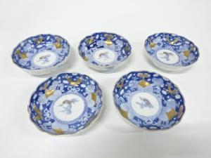 古伊万里　染付　金彩　なます皿　5客